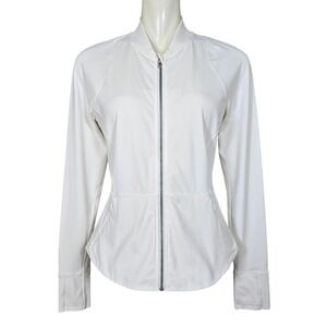 Lululemon Women's White Peplum Fitted Flare Full Zip Jacket Size 8